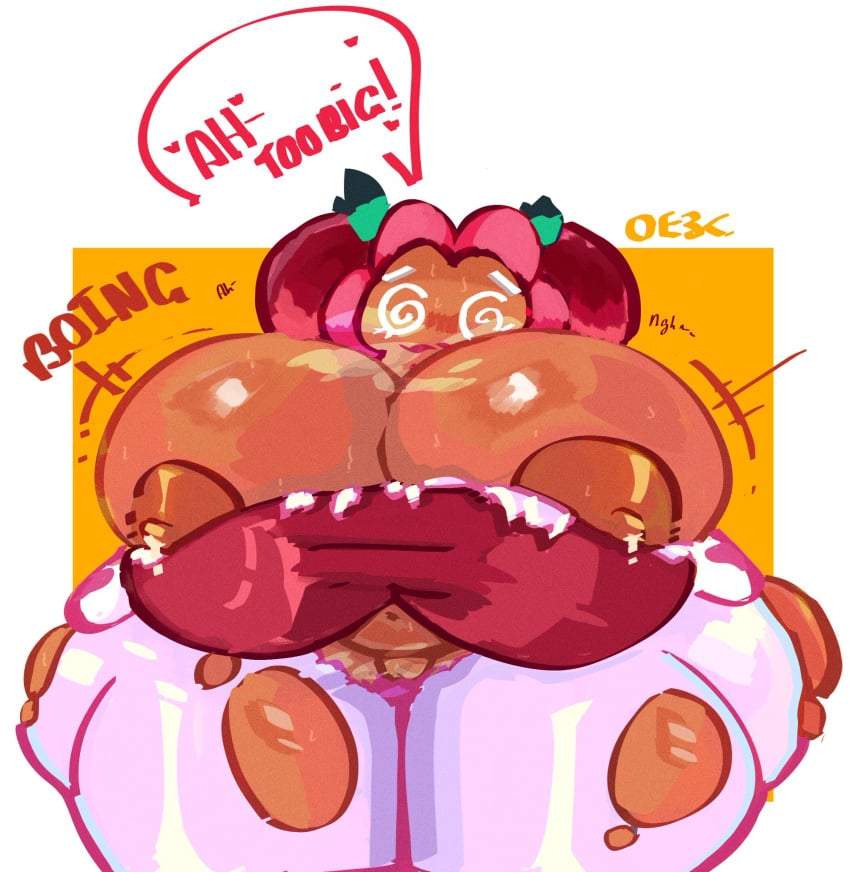 ass_bigger_than_head ass_expansion big_ass big_breasts breast_expansion breast_milk breasts_bigger_than_head clothed cookie_run errantheart female female_only hollyberry_cookie hyper_ass hyper_breasts no_bra ripped_clothing