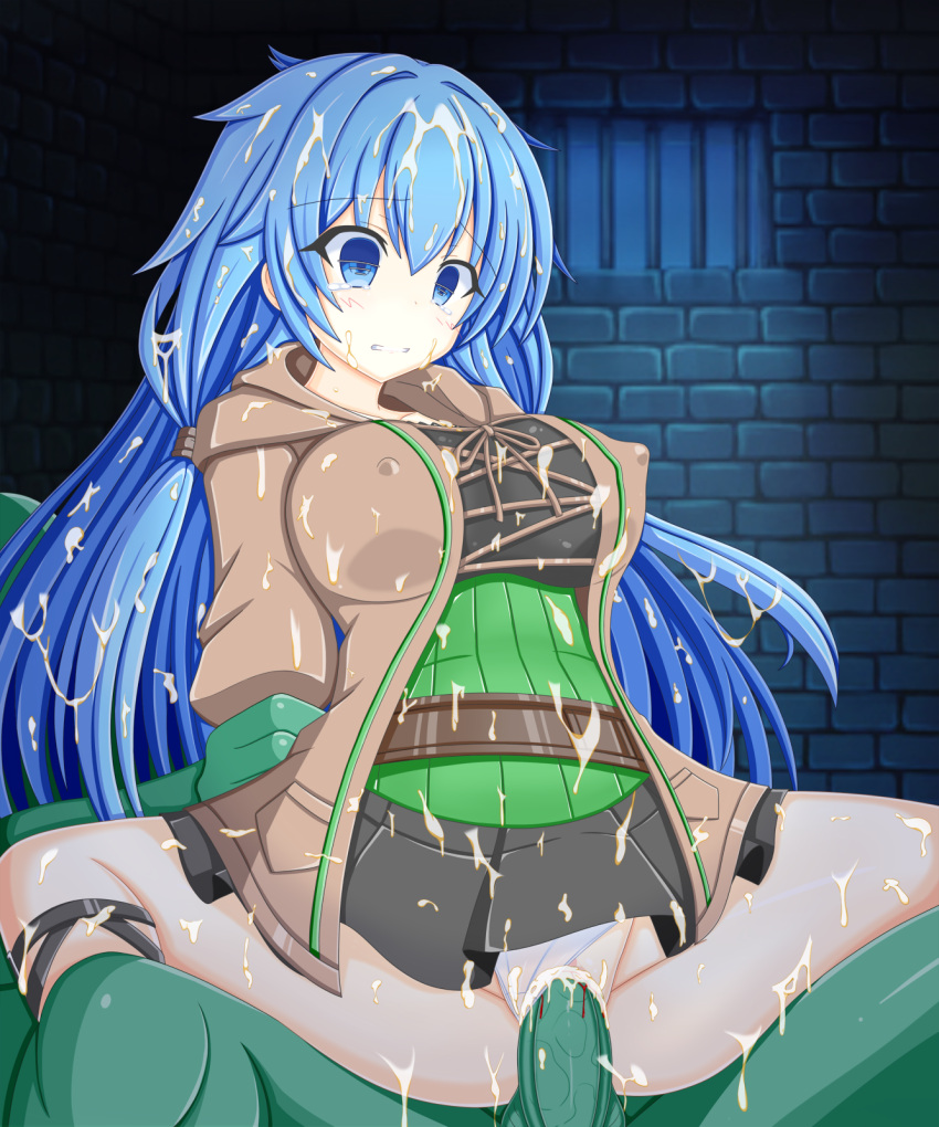 1girls blue_hair duel_monster eria eria_the_water_charmer goblin goblin_male rape sex tyagama yu-gi-oh!