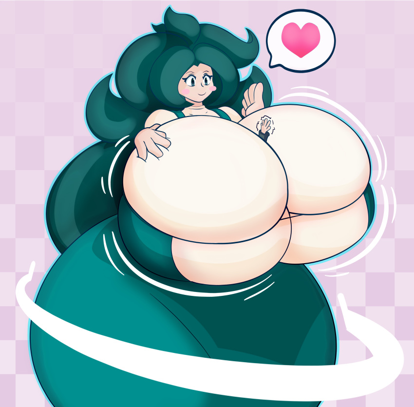 1girls big_ass big_breasts character_request doodle_will doodlewill green_hair huge_breasts suffocation