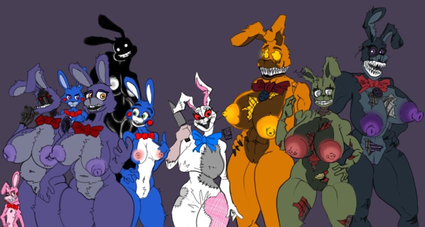 6+girls abs animatronic anthro areola big_breasts black_body black_eyes black_nails blue_body blue_fur bonnet_(fnafsl) bonnie_(fnaf) bow_tie breasts brown_body brown_fur buckteeth colored_nails empty_eyes exposed_endoskeleton eyelashes female female_only five_nights_at_freddy's five_nights_at_freddy's_2 five_nights_at_freddy's_3 five_nights_at_freddy's_4 fur genderswap_(mtf) genitals ggez2341 green_body green_eyes green_fur group hand_on_hip huge_breasts humanoid inverted_nipples jack-o'-bonnie lagomorph leporid looking_at_viewer machine mammal multiple_girls nails navel nightmare_bonnie nipple_outline nipple_piercing nipples nude one_ear_up orange_areola orange_body orange_fur orange_nipples piercing pink_areola pink_body pink_fur pink_nipples puppet_bonnie_(fnafsl) purple_areola purple_background purple_body purple_eyes purple_fur purple_nipples pussy rabbit red_bow_tie red_eyes red_sclera robot rosy_cheeks rule_63 scottgames shadow_bonnie sharp_nails sharp_teeth simple_background sister_location slightly_chubby smile springtrap springtrap_(fnaf) teeth thick_thighs toy_bonnie toy_bonnie_(fnaf) vanny vanny_(fnaf) whiskers white_areola white_body white_eyes white_fur white_nipples wide_hips withered_bonnie yellow_eyes