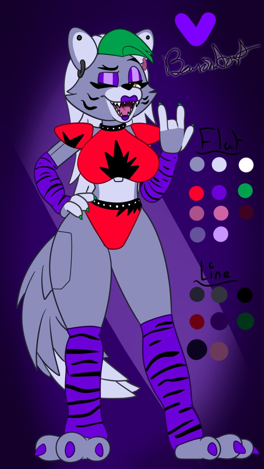 anthro beanontoast breasts five_nights_at_freddy's five_nights_at_freddy's:_security_breach grey_fur red_bottomwear red_top roxanne_wolf_(fnaf) thick_thighs