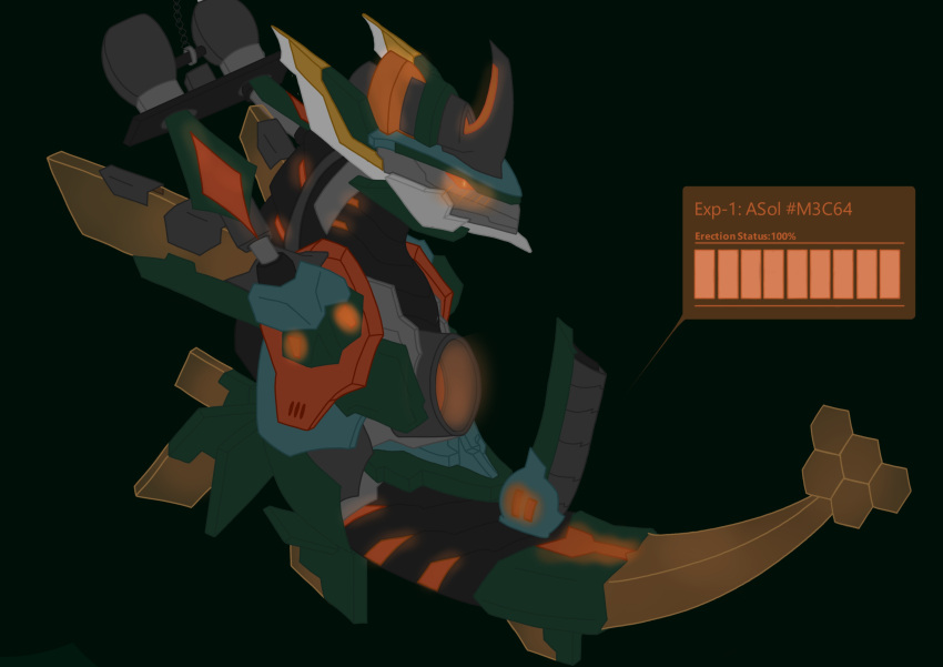 absurd_res aurelion_sol blush celestial_(league_of_legends) cuff_(restraint) dragon erection feral genitals hi_res k4jayx knot league_of_legends machine male mecha_aurelion_sol mecha_series penis restraints riot_games solo