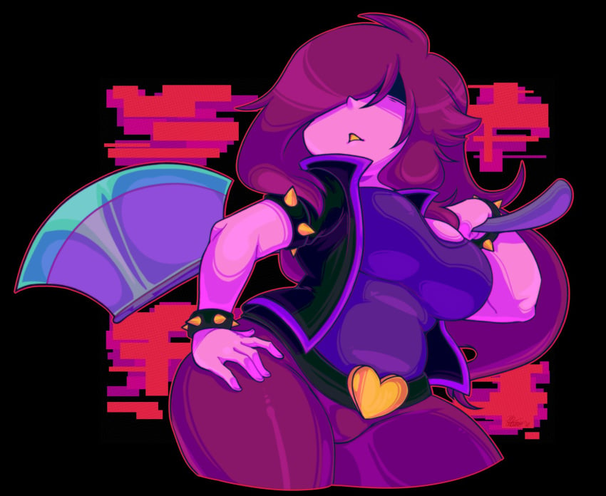 breasts clothed clothing cosplay deltarune female goth goth_girl hi_res minigirl punk punk_girl red_hair solo susie_(dark_world_form) susie_(deltarune) taunting toon_michaela toxicsoul77 undertale_(series) voluptuous