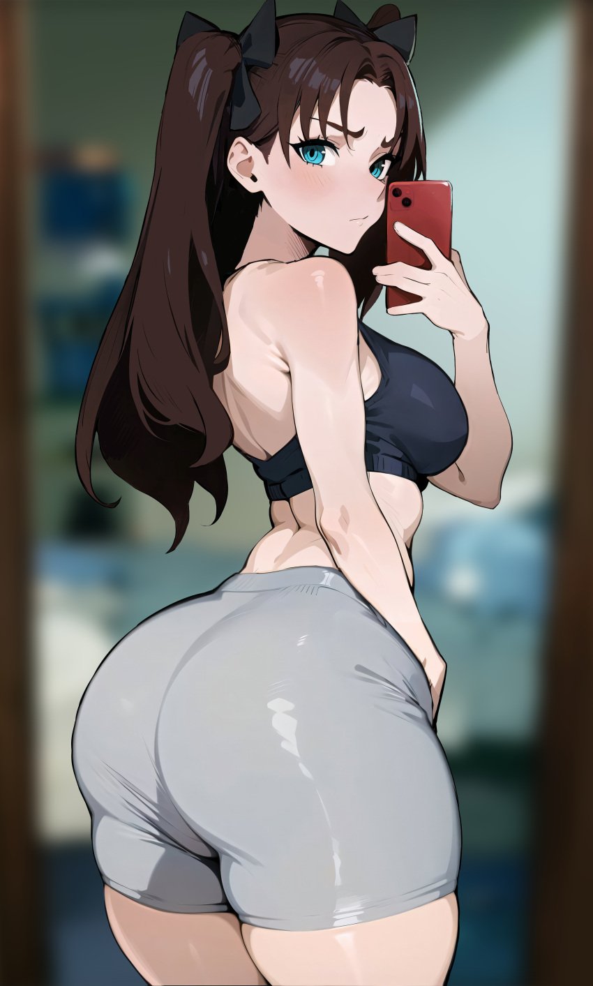 1girls 2023 ai_generated big_ass big_butt brown_hair bubble_ass dat_ass fate_(series) female_only huge_ass kisou long_hair mirror mirror_selfie selfie selfie_pose selfie_stick showing_off showing_off_ass solo_female taking_photo taking_selfie thick_ass thick_thighs tohsaka_rin twintails voluptuous voluptuous_female