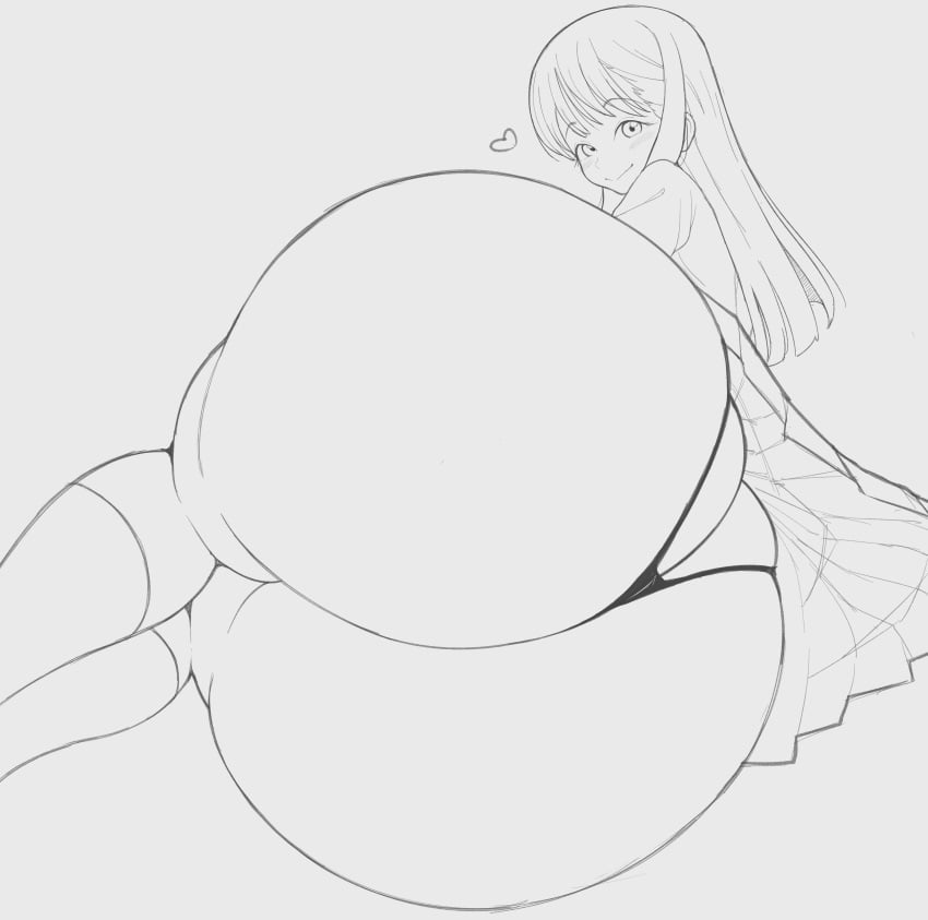 akebi-chan_no_serafuku akebi_komichi ass_bigger_than_head ass_cleavage ass_focus big_ass butt_crack clothed female female_only hyper_ass skirt thanuki thanukiart