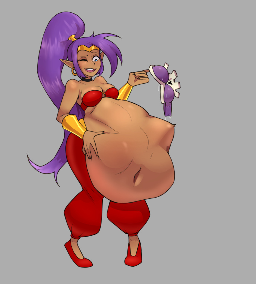 1girls bra breasts caramelt commission dark-skinned_female dark_skin earrings fatal fatal_vore female_pred female_prey genie imminent_digestion long_hair looking_at_belly oral_vore purple_hair risky_boots same_size_vore shantae shantae_(character) sharp_ears soft_vore squirming squirming_gut struggling struggling_prey unwilling_prey virtuosoviking vore vore_belly willing_pred