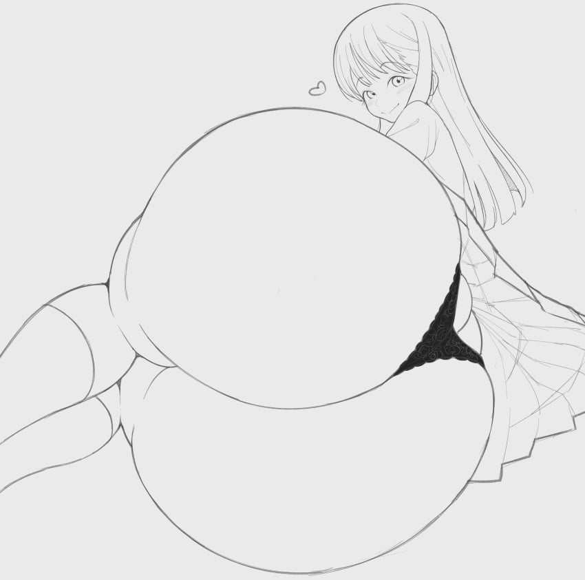 akebi-chan_no_serafuku akebi_komichi ass_bigger_than_head ass_cleavage ass_focus big_ass butt_crack clothed female female_only hyper_ass skirt thanuki thanukiart