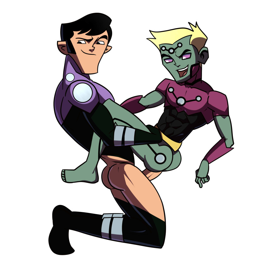 brainiac_5 gay gay_domination gay_sex iyumiblue legion_of_superheroes nsfw white_background yaoi