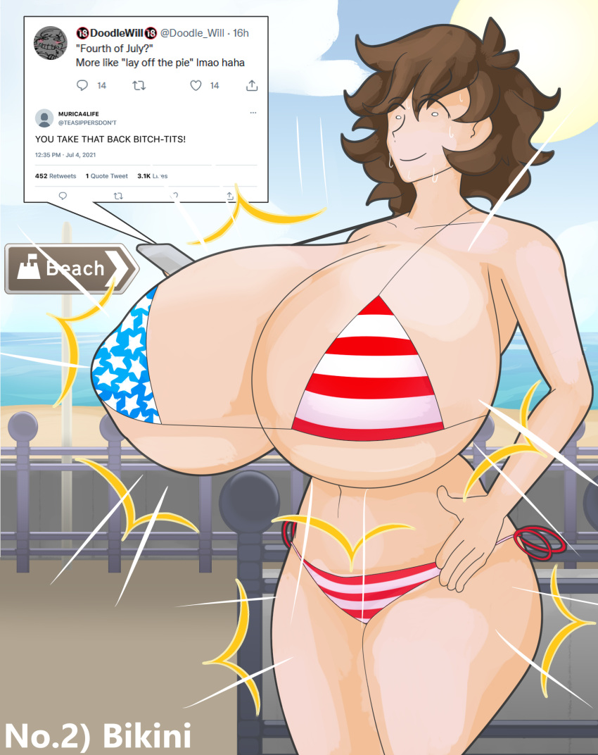 1girls 4th_of_july big_breasts bikini boy? doodle_will doodlewill thick_thighs twitter