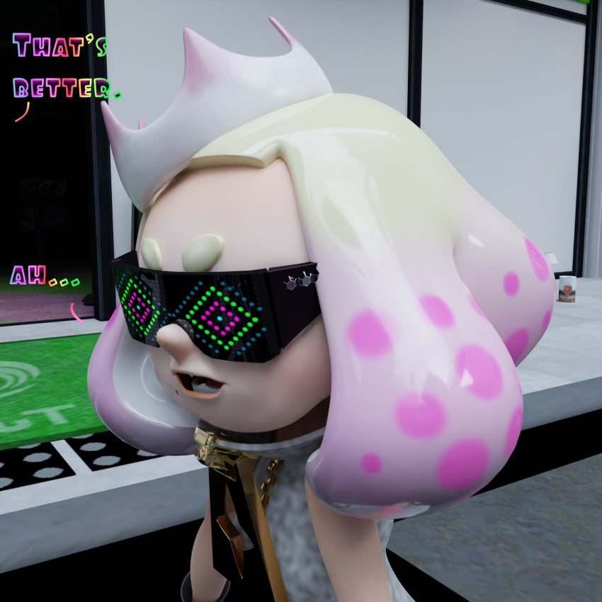 3d blender callie_(splatoon) earrings fossil3d glasses hypno_shades_(splatoon) hypnosis hypnotized_hypnotist light-skinned_female light_hair mind_control mole mole_under_mouthlight_skin multicolored_hair pearl_(splatoon) pink_hair pointed_ears pointy_ears shades short_hair splatoon splatoon_2 sunglasses tagme tech_control tentacle_hair tinted_eyewear white_hair