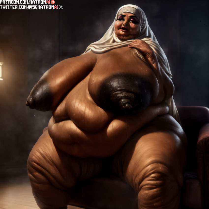 1girls 4k ai_generated arabic areolae bbw belly belly_button big_ass big_belly big_breasts breasts cellulite female female_focus female_only gilf granny highres hijab huge_breasts huge_hips human large_ass large_breasts matronai_(artist) mature mature_female mature_woman nipples obese obese_female old old_woman older_female patreon patreon_username pinup sagging_breasts solo ssbbw stable_diffusion sweat sweating thick thick_thighs thighs twitter_username wide_hips