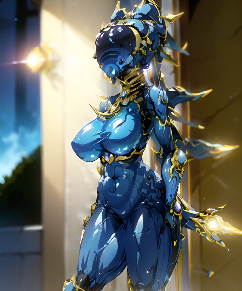 1girls 2d_(artwork) ai_generated athletic_female breasts hips large_breasts nova_(warframe) nova_prime robot robot_girl thick_thighs thighs warframe wide_hips