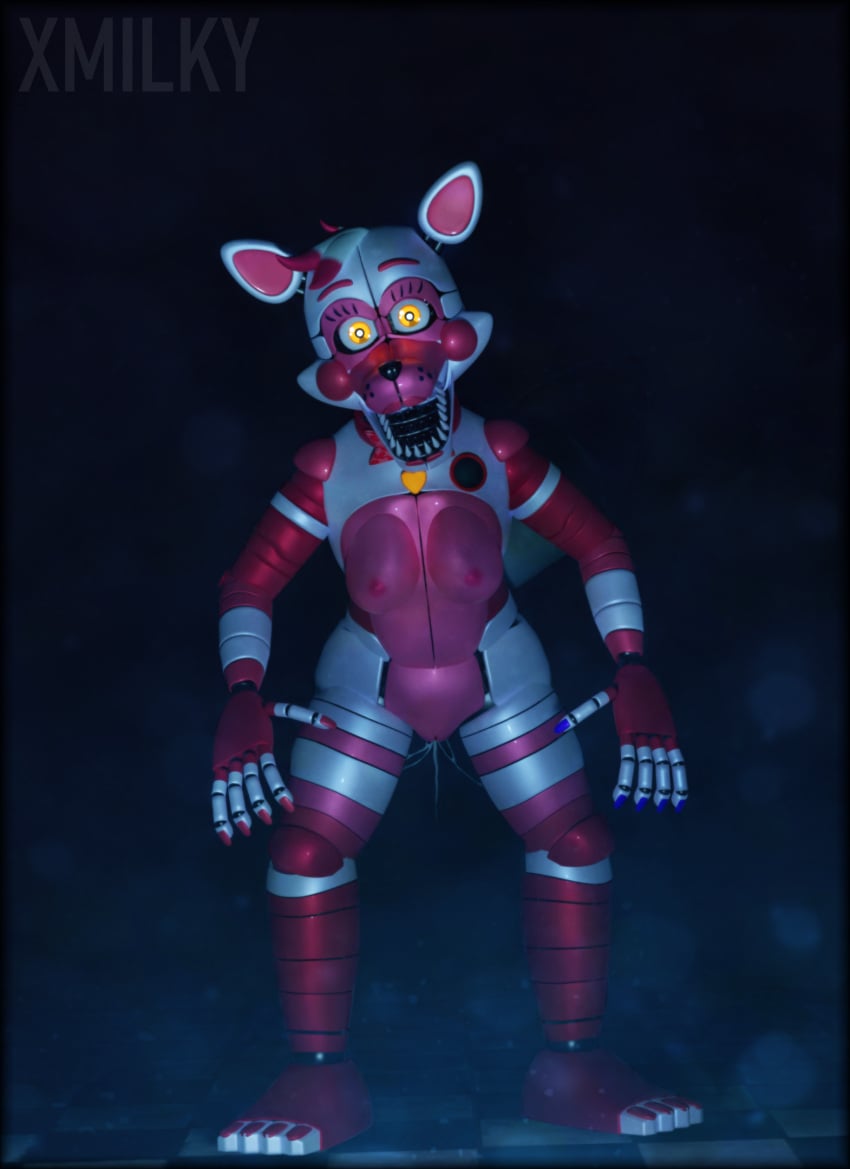 3d 3d_(artwork) animatronic blender blender_(software) blender_cycles breasts cum cum_drip cum_on_body female female_focus female_only five_nights_at_freddy's five_nights_at_freddy's:_sister_location funtime_foxy_(fnaf) funtime_foxy_(fnafsl) pink_body pussy robot robot_girl rule_63 tail vagina white_body white_skin x3milky yellow_eyes