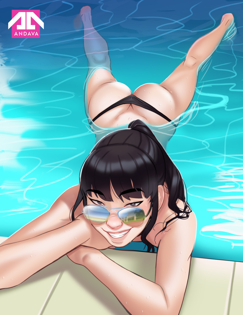 1girls 2023 2d 2d_(artwork) andava andavaverse artist_name asian asian_female ass aviator_sunglasses bangs bikini bikini_bottom black_hair bottomwear calves choker clothed clothed_female clothes clothing eyewear feet female female_only full_body grey_eyes grin hair head_on_hand hi_res human in_water legs_apart light-skinned_female light_skin long_hair looking_at_viewer looking_over_eyewear looking_over_glasses looking_over_sunglasses lying lying_on_stomach na-na_kim no_sex original original_character phat_ass plump_ass ponytail pool popular_girl pose posing seductive_eyes seductive_look seductive_smile smile smiling smiling_at_viewer solo solo_female straight_hair sunglasses swimming swimming_pool teenager teeth thighs thong thong_bikini tinted_eyewear water wet_body wet_hair wet_skin younger_female