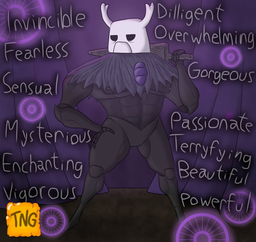 anthro black_body bug cloak cloak_only curtain curtains dream gem hollow_knight insects jewelry male male_only muscular muscular_anthro muscular_male nail_(weapon) narcissistic the_nameless_guy white_head wooden_weapon zote zote_the_unmighty