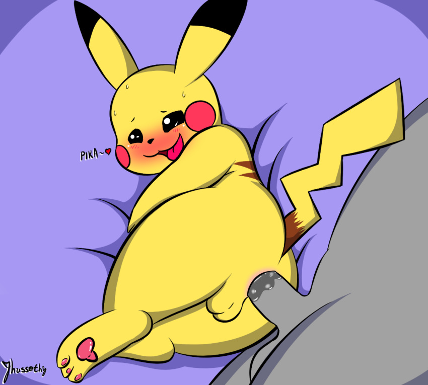 anal anal_sex anus ass blush bodily_fluids duo feral feral_focus fur gay generation_1_pokemon genitals human human_on_feral interspecies jhussethy male male/male mammal nintendo penetration pikachu pokemon pokemon_(species) pokephilia sex solo_focus yellow_body yellow_fur zoophilia