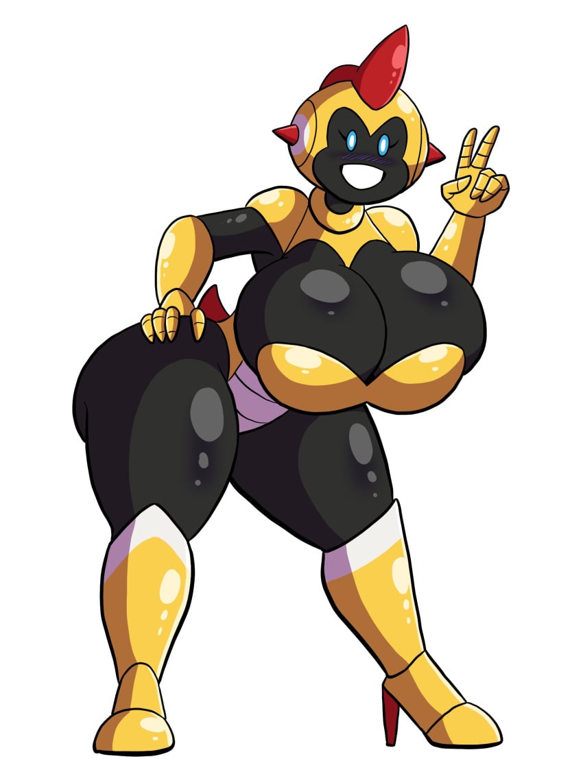 1girls 2023 anthro armor ass big_ass big_breasts black_body breasts cleavage curvaceous curvy curvy_figure cute falinks female female_focus front_view fully_clothed generation_8_pokemon gigantic_breasts hand_on_hip high_heels huge_ass huge_breasts large_ass large_breasts looking_at_viewer original original_character peace_sign pokemon pokemon_(species) pokemon_ss prinnydood smile solo solo_focus thick_thighs top_heavy v_sign white_background wide_hips