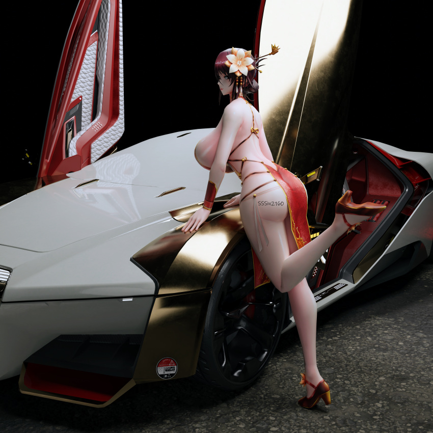 3d action_taimanin blender_(software) car cheongsam chinese_clothes high_heels large_ass large_breasts milf mizuki_shiranui mother sssin2160 succubus taimanin_(series) taimanin_asagi taimanin_asagi_battle_arena taimanin_rpgx taimanin_yukikaze