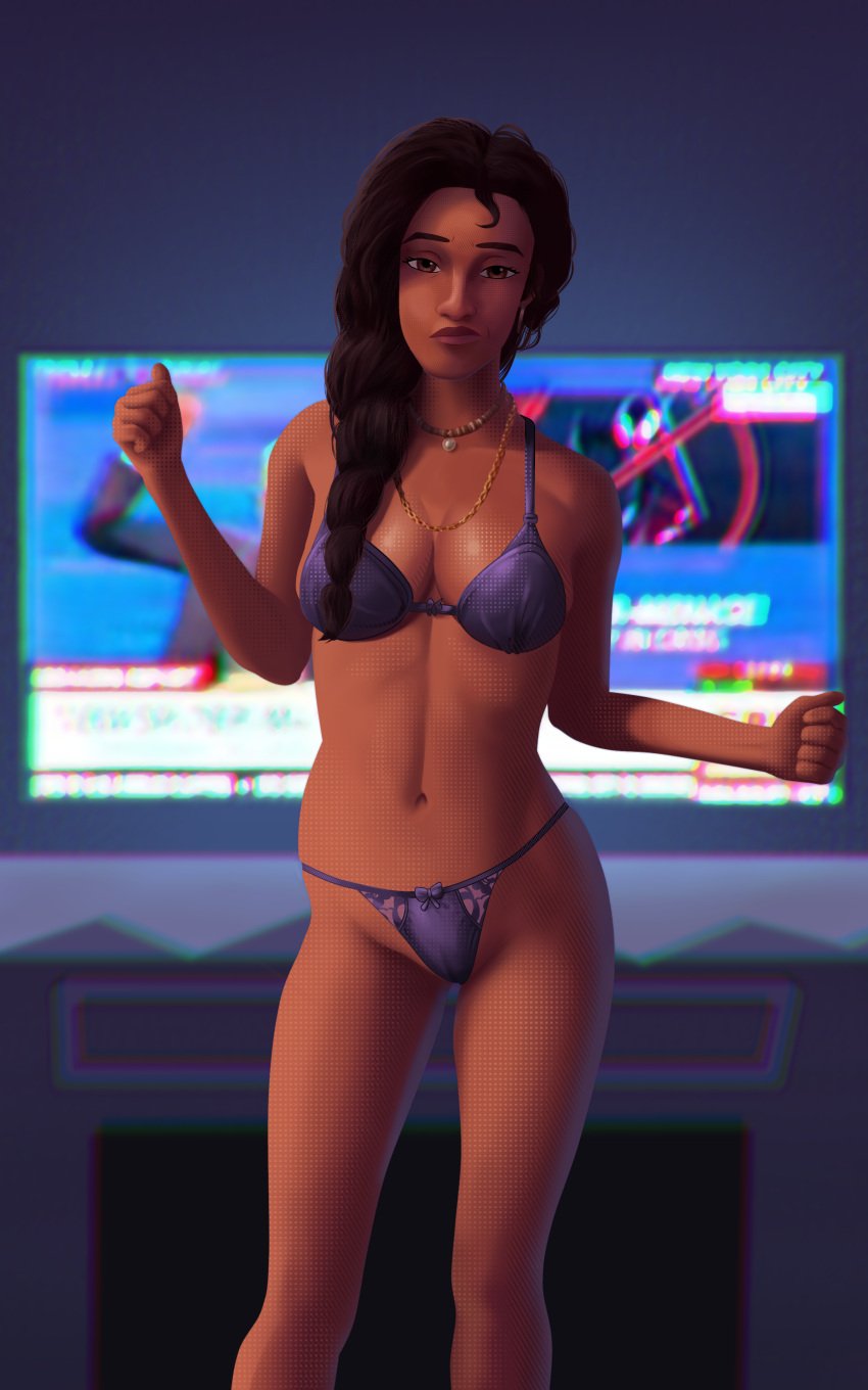 1girls breasts highres lingerie looking_at_viewer marvel mature mature_female milf munshin pussy rio_morales rio_morales_(spider-verse) spider-man:_across_the_spider-verse spider-man:_into_the_spider-verse spider-man_(series)