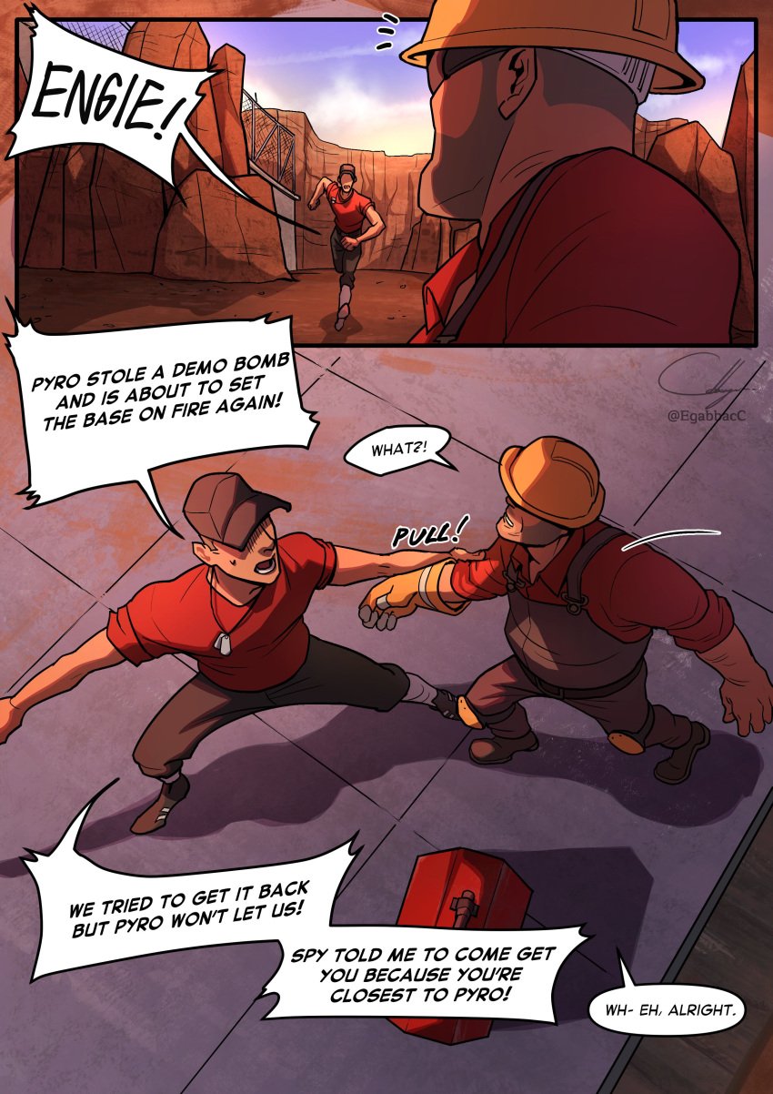 comic comic_page egabbacc engineer_(team_fortress_2) got_a_bucket_chicken male_only milk_strawberry_popsicle_(egabbacc) ongoing page_19 scout_(team_fortress_2) team_fortress_2