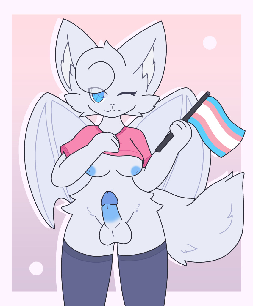 1futa absurd_res anonymous_artist anthro anthro_only bat breasts dickgirl dust:_an_elysian_tail flag futanari genitals hi_res holding_flag holding_object lgbt_pride male mammal nimbat penis pride_colors solo transgender_flag transgender_pride_colors