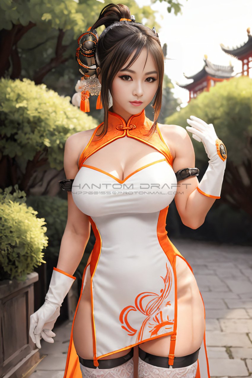 ai_generated china_dress dnf dnf_duel dungeon_and_fighter dungeon_fighter_online female fighter fighter_(dungeon_and_fighter) gloves nen_master_(dungeon_and_fighter) phantom_draft stockings