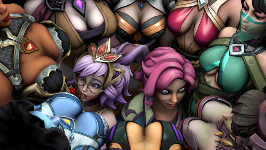 10girls 3d beyondthemaze big_breasts blue_skin bunny_ears dark_skin dark_skinned_female female female_only female_pov glasses imani_(paladins) lian_(paladins) maeve_(paladins) mei_(paladins) multiple_girls paladins pink_hair rei_(paladins) revealing_clothes saati_(paladins) seris_(paladins) sfm skye_(paladins) smile source_filmmaker tagme trapped veil vora_(paladins) ying_(paladins) yuri zhin_(paladins)