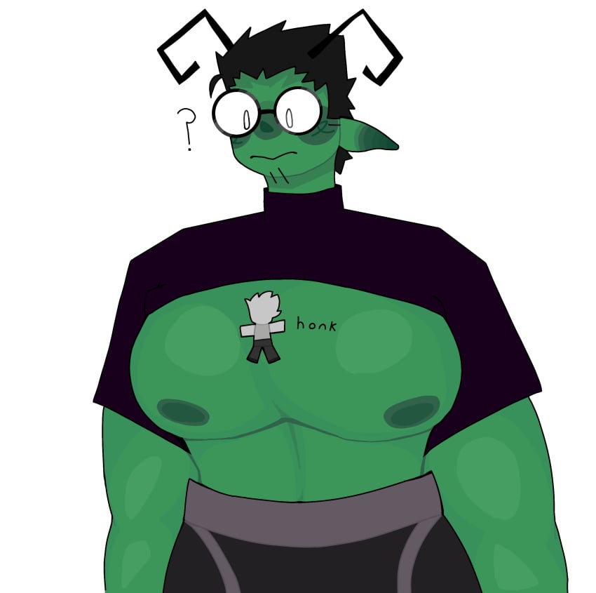 alien antennae ballzz black_hair boxers confused glasses green_skin honk lemme_suk_dem_titties little_guy moobs pecs pectorals roblox roblox_avatar robloxian shirt_up source_request tagme