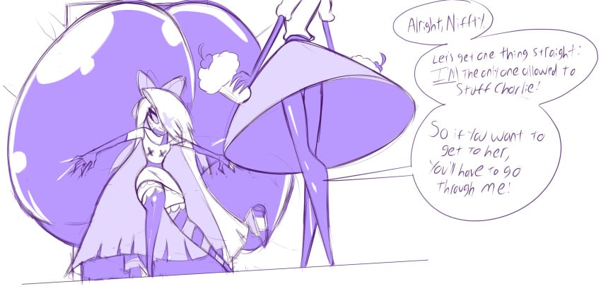 3girls charlie_morningstar_(hazbin_hotel) comic comic_page darkclawnsfw dialogue hazbin_hotel huge_ass hyper_ass niffty overgrowingassets tagme vaggie