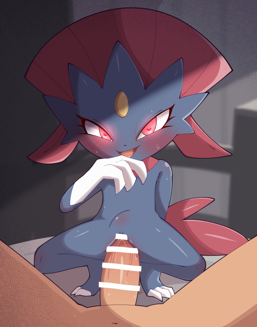 <3_eyes anthro anthro_penetrated bar_censor biped blue_body blush censor_bar censored duo erection female female_penetrated flat_chest flat_chested generation_4_pokemon genitals heart hi_res himimi human human_on_anthro human_penetrating human_penetrating_anthro interspecies light-skinned_male looking_at_viewer male male/female male_penetrating male_penetrating_female mammal nintendo open_mouth penetration penile penile_penetration penis pokémon_(species) pokemon pokemon_(species) pussy red_body semi-anthro sex smaller_female smile stomach_bulge vaginal_penetration weavile