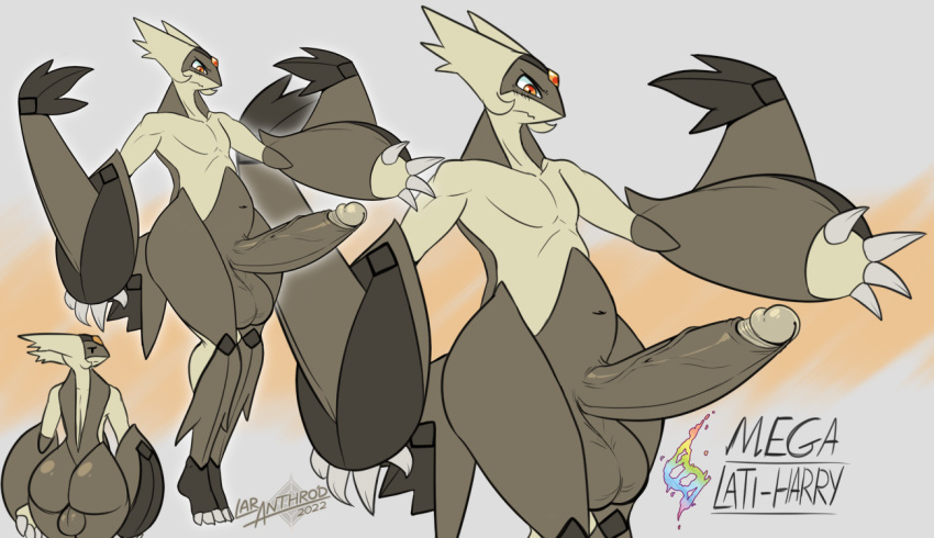 2023 3_toes 4_fingers anthro anthrofied artist_logo artist_name ass backsack balls big_balls big_butt big_penis blush blush_lines brown_body brown_glans character character_name claws dated dragon erection feet finger_claws fingers forehead_gem frown generation_6_pokemon genitals glans grey_background harry_(latiar) huge_balls huge_cock latiar logo male male_only mega_evolution mega_latios navel nintendo nude orange_background orange_eyes penis pokemon pokemon_(species) pokemorph simple_background solo thick_thighs toe_claws toes wings