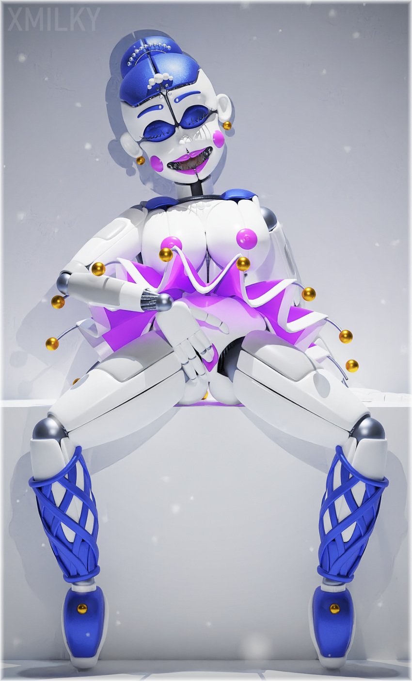 3d 3d_(artwork) 3d_model ass asshole ballora ballora_(fnafsl) blender_(software) blender_cycles breasts closed_eyes female female_focus female_only finger_fuck fingering five_nights_at_freddy's five_nights_at_freddy's:_sister_location fnaf masturbation nipples purple_lipstick pussy robot robot_girl scottgames sister_location skirt solo vagina white_body white_skin x3milky