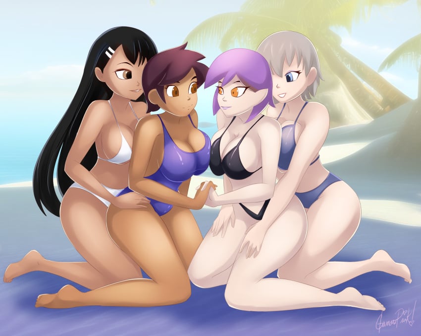 4girls amity_blight anoneysnufftan applying_sunscreen beach bikini black_hair blue_eyes brown_eyes brown_hair crossover dark-skinned_female dark_skin disney disney_channel eastern_and_western_character embarrassed embrace female female_only glamourpink grey_hair hayase_nagatoro humiliation imminent_death interracial killer_lotion long_hair luz_noceda massage multiple_girls murder peril please_don't_bully_me,_nagatoro punishment purple_hair rubbing sand seaside short_hair sky snuff summer sunbathing swimsuit tan tan-skinned_female tan_skin tanned the_owl_house uzaki-chan_wa_asobitai! uzaki_hana