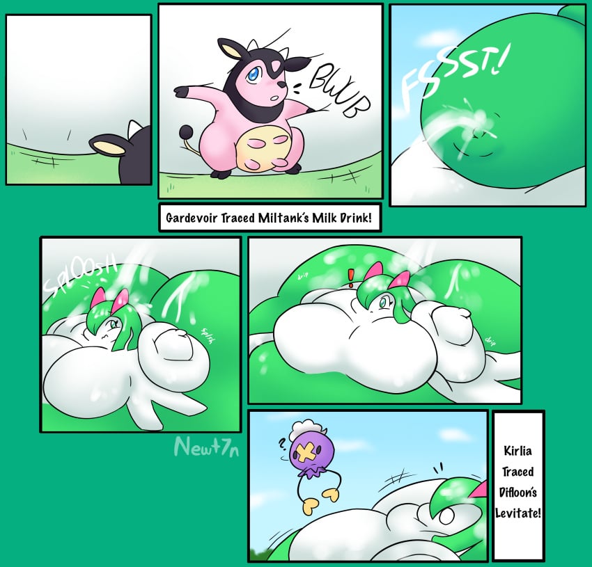 bbw big_belly comic comic_page fat fat_fetish gameplay_mechanics gardevoir huge_ass huge_belly huge_breasts inflation kirlia lactating lactation miltank newt7n pokemon pokemon_(species) pokemon_only what