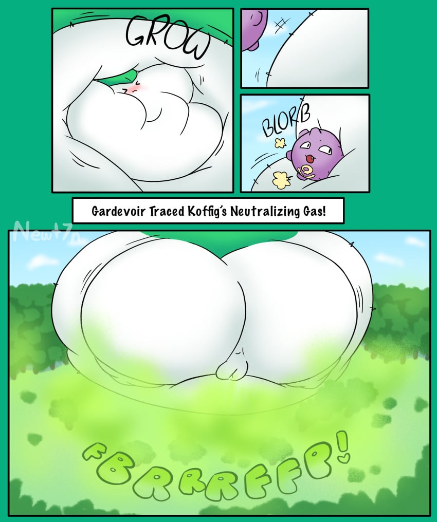 bbw belly_expansion fart fart_cloud fart_fetish farting fat gameplay_mechanics gardevoir huge_belly koffing newt7n pokemon pokemon_(species) thick_thighs weight_gain