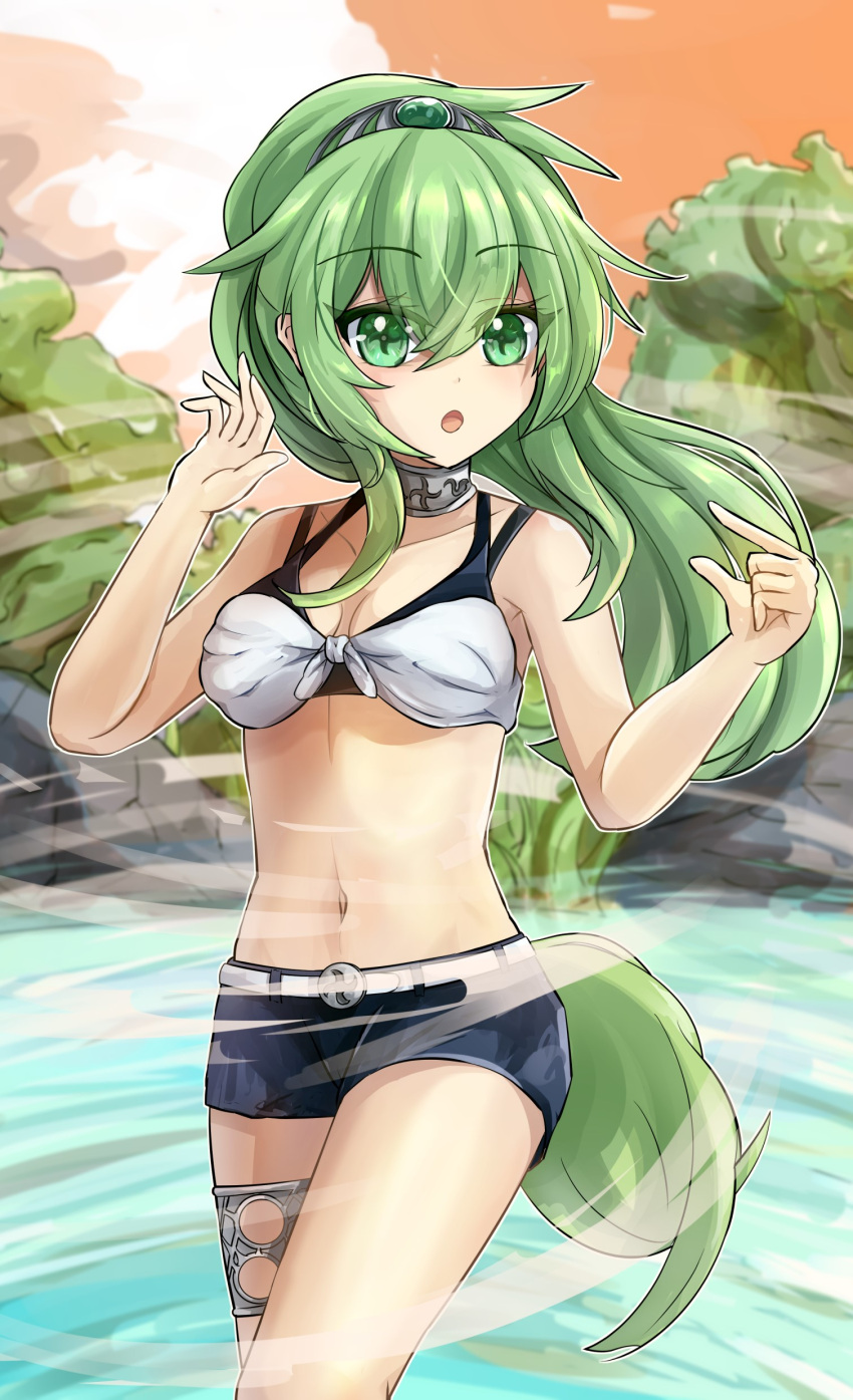 1girls beach bikini duel_monster green_hair winda_priestess_of_gusto yu-gi-oh!