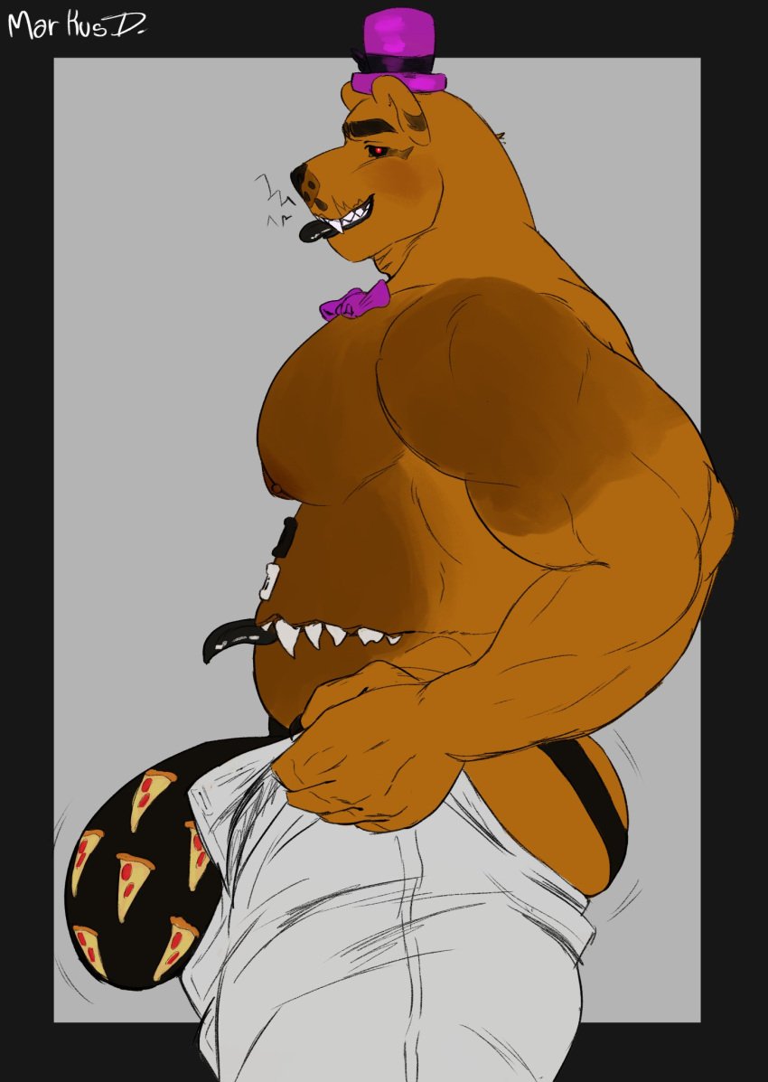 1boy 1male 2023 anthro anthro_focus anthro_only anthro_solo ass bear big_ass big_bulge big_cock big_penis bigger_male bow_tie bowtie bubble_ass bubble_butt bulge_lift bulge_through_clothing chubby chubby_anthro chubby_male digital_drawing_(artwork) digital_media_(artwork) fangs fangs_out five_nights_at_freddy's five_nights_at_freddy's_4 furry furry_male furry_only gay hat headgear headwear huge_bulge huge_cock jockstrap lifting_pants looking_at_viewer male male_anthro male_focus male_only mammal mammal_humanoid markusd meme_pose muscular muscular_arms nightmare_fredbear_(fnaf) pants pants_down pants_lift pants_open pecs pectorals scottgames sharp_teeth simple_background smile smiley_face smiling solo solo_anthro solo_focus solo_in_panel solo_male stomach_mouth tight_pants_(meme) tongue tongue_out top_hat ursid ursid_humanoid watermark