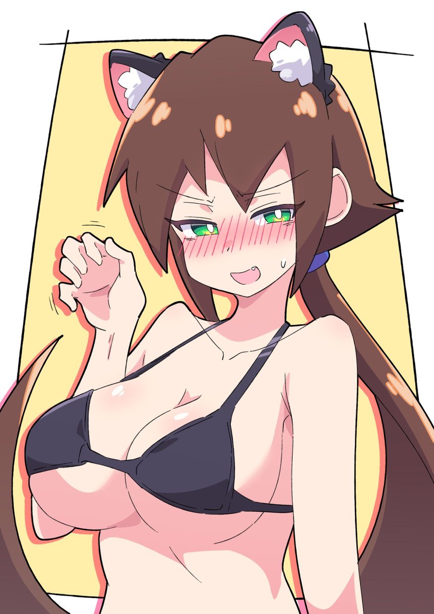 aile alternate_breast_size bikini_top blush buzzlyears cat_ears cat_pose cute_fang embarrassed huge_breasts mega_man mega_man_zx nose_blush rockman rockman_zx sweatdrop upper_body