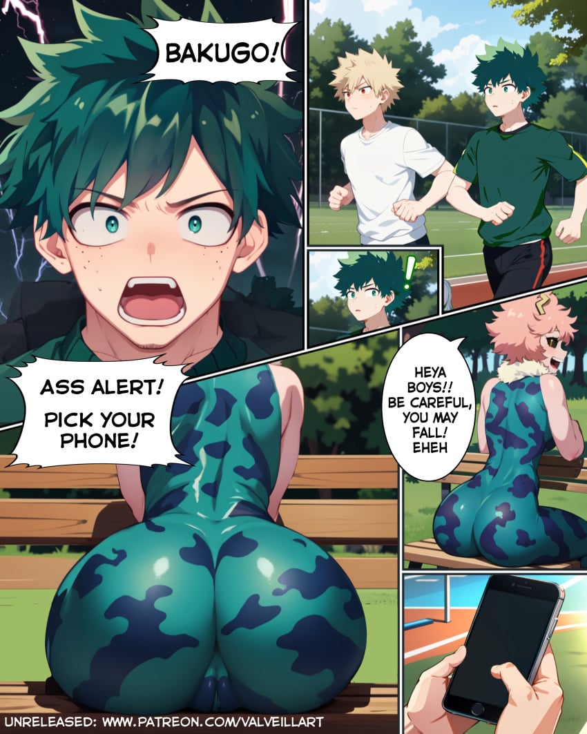 1girls 2boys ai_generated alien alien_girl ass bakugou_katsuki big_ass big_butt black_sclera blonde_hair blush boku_no_hero_academia cameltoe clothing comic comic_page comic_panel dat_ass dialogue digital_media_(artwork) duo english_text eyebrows_visible_through_hair fat_ass female fur genitals green_eyes green_hair heart-shaped_butt hi_res huge_ass huge_butt izuku_midoriya jacket katsuki_bakugou large_ass legwear light_skin looking_at_viewer looking_back male male/female manga manga_page midoriya_izuku mina_ashido my_hero_academia no_bra no_panties open_mouth outdoors patreon_exclusive patreon_leak patreon_link patreon_only_post patreon_reward patreon_url patreon_username pink_hair pink_skin plugsuit purple_skin rear_view red_eyes skin_tight smile spread_legs standing sweat tagme teeth text thick_thighs uncensored underboob uniform upper_body url valveillart voluptuous watermark white_fur wide_hips yellow_eyes zero_suit