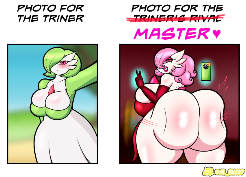 al_gx anthro ass ass_clapping ass_focus before_and_after big_breasts big_butt bimbofication blush breasts cheating clapping cucked_by_pokemon cuckold english_text female gardevoir generation_3_pokemon green_hair hair hi_res hypnosis infidelity meme mind_break mind_control netorare nintendo ntr photo pink_body pink_hair pokemon pokemon_(species) pokephilia rear_view selfie shaking shaking_butt shaking_hips solo text transformation twerking white_body