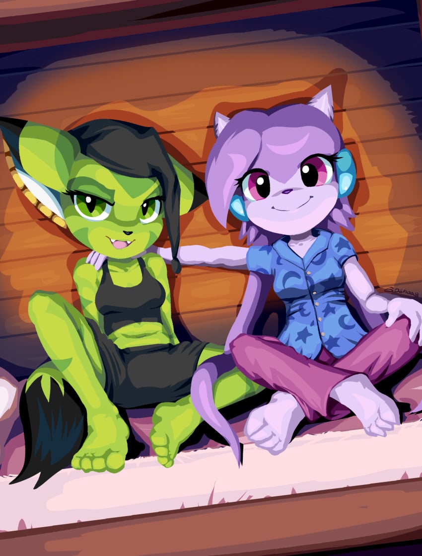 anthro aquatic_dragon carol_tea dragon feline freedom_planet goshaag looking_at_viewer sash_lilac video_games wildcat