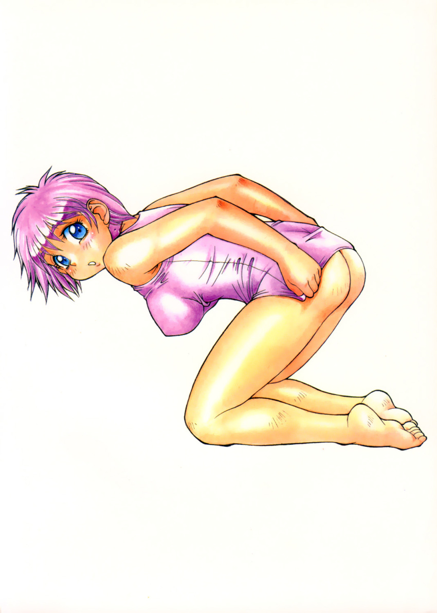 ass kneeling oppai purple_hair tagme