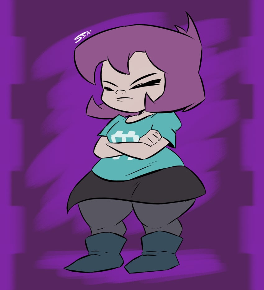 1girls 2019 aged_up closed_eyes female female_only gaz_membrane goth goth_girl hips invader_zim nickelodeon nicktoons purple_background purple_hair shirt skirt solarmannstudio solo supahstudiomann_(artist) thick_hips thick_thighs thighs thunder_thighs