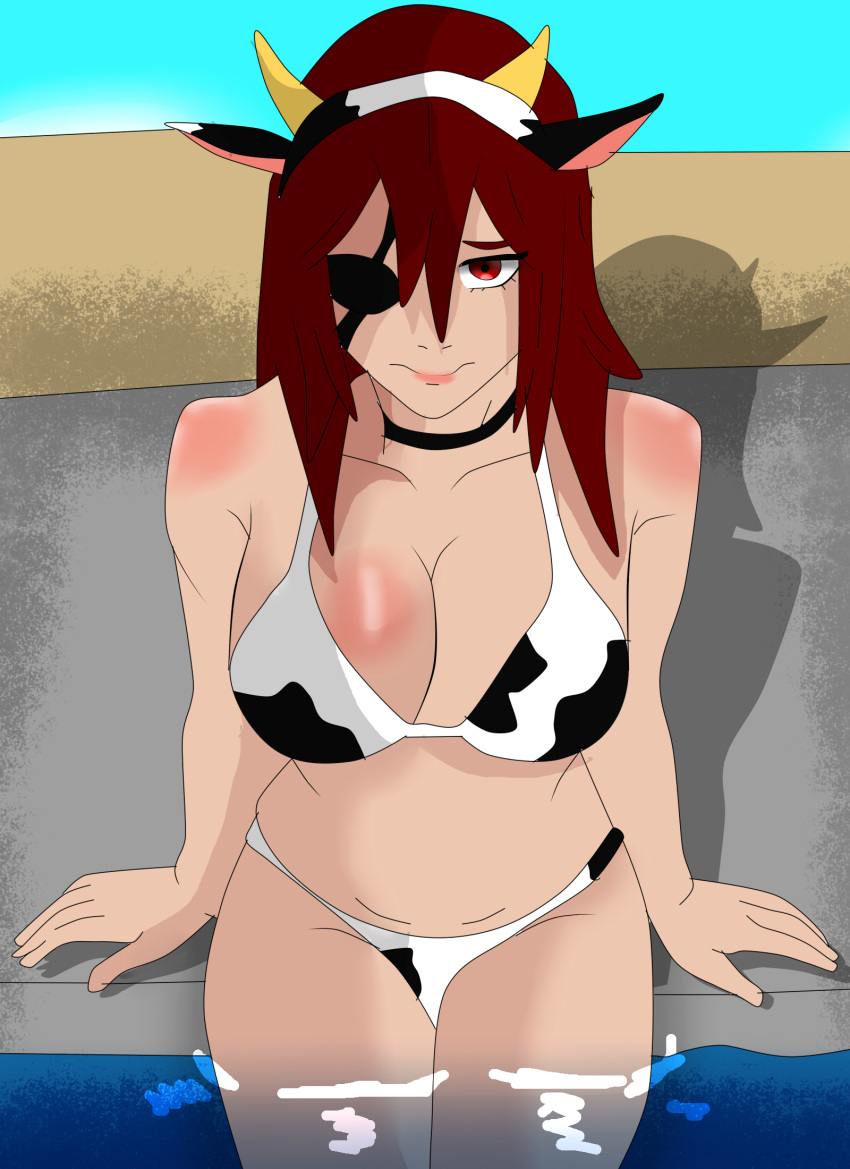 blush cow_girl demons_trigger kennysparda(artist) natalia_rivans red_eyes red_hair