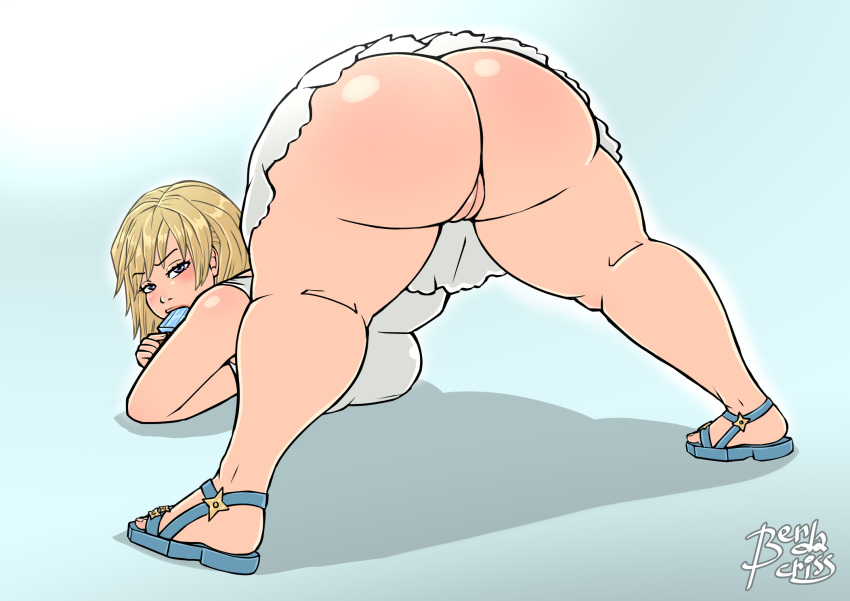 1girls all_fours alternate_version_available ass back back_view bendacriss bent_over big_ass blonde_hair blue_eyes bottomless breasts clothed clothing disney female female_only from_behind hairless_pussy hi_res highres human jack-o_pose kingdom_hearts light-skinned_female light_skin looking_at_viewer looking_back mostly_clothed namine no_panties nobody_(kingdom_hearts) obese_female on_all_fours popsicle pussy rear_view sandals solo solo_female spread_legs square_enix thick_thighs upskirt