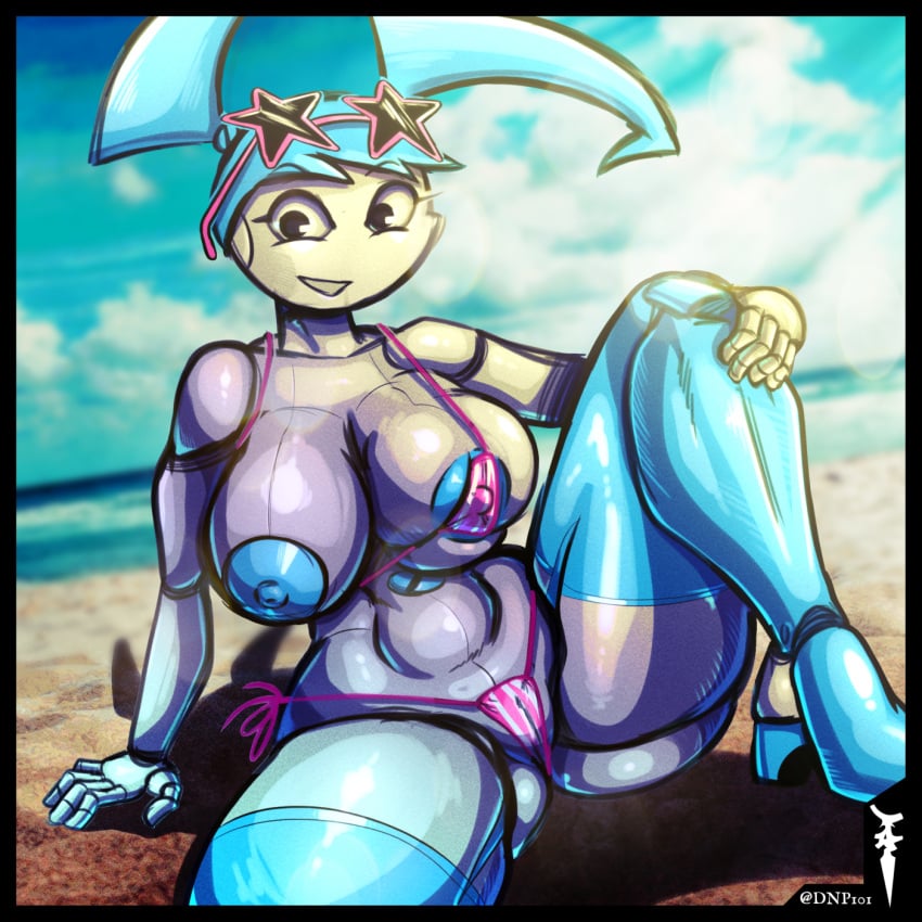 beach bikini breasts clothing dnp101 female genitals heel hi_res jenny_wakeman machine my_life_as_a_teenage_robot nickelodeon pussy robot seaside swimwear