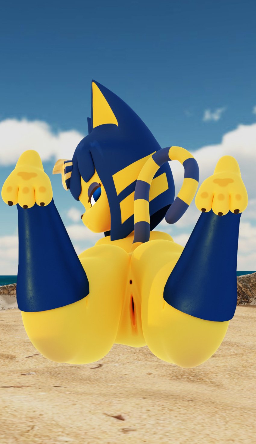 1girls 3d 3d_(artwork) 3d_model animal_crossing ankha ankha_(animal_crossing) ankha_(hazeker) anthro anus ass barefoot beach completely_nude completely_nude_female doubutsu_no_mori exhibitionism felid feline feline_humanoid felis female female_only full_body furry furry_only hazeker humanoid looking_at_viewer mommybonfie nairu_(doubutsu_no_mori) naked naked_female nintendo nude nude_female on_front public public_nudity pussy rear_view solo solo_female tail