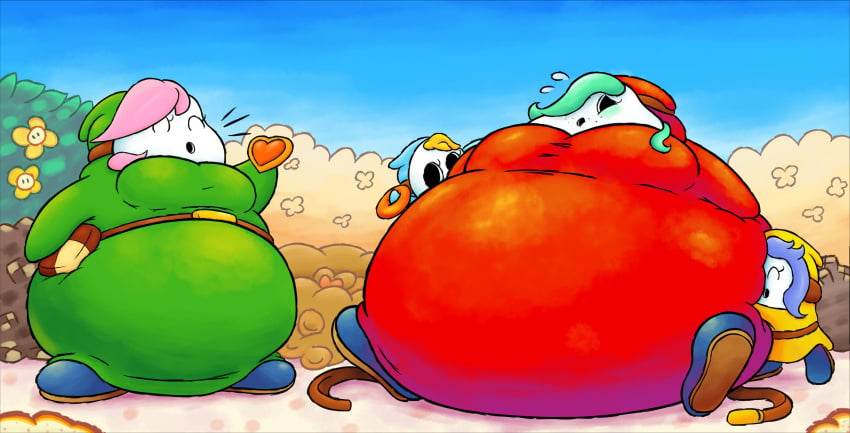 2girls blob mario_(series) multiple_girls overweight shy_gal veryfilthything weight_gain yoshi's_island