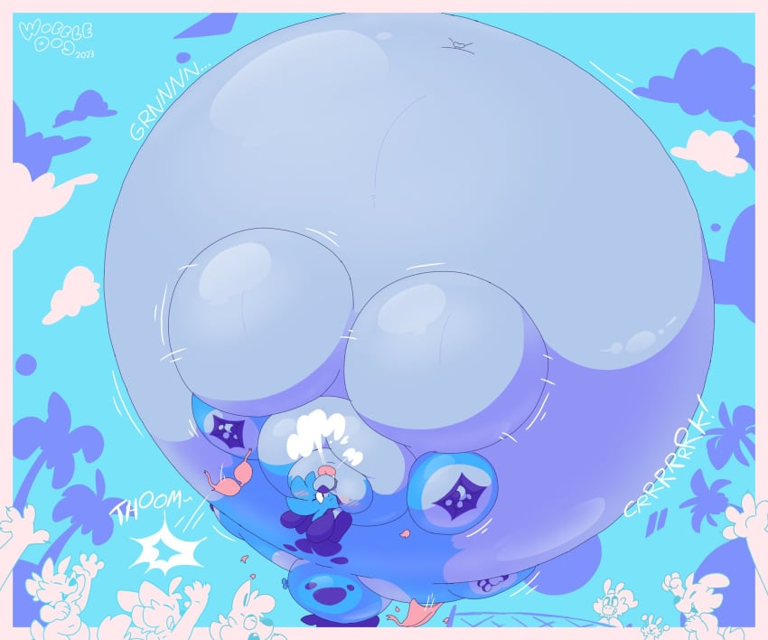 air_inflation anthro azule_(jiggledoggle) beachball big_belly big_breasts female furry gigantic_belly huge_belly huge_breasts inflation jiggledoggle leaking_air massive_belly massive_breasts spherical_inflation sunken_head sunken_limbs