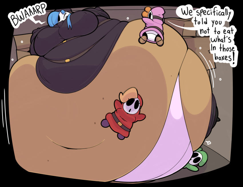 big_belly big_breasts cramped female hyper_fat inflation karen_(rattiesteps) mario_(series) morbidly_obese rattiesteps room_filling room_filling_inflation shy_gal spherical_inflation sunken_head sunken_limbs weight_gain